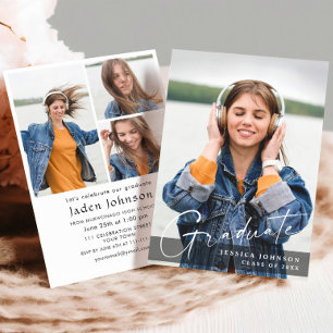 Invitation Moderne Simple Minimaliste 4 PHOTO Graduation Part