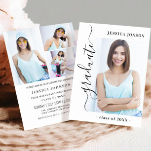 Invitation Moderne Simple Minimaliste 4 PHOTO Graduation Part