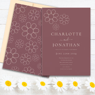 Invitation Moderne Simple Minimaliste Daisy Plum Bourgogne