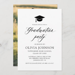 Invitation Moderne Simple Minimaliste Photo Graduation Party