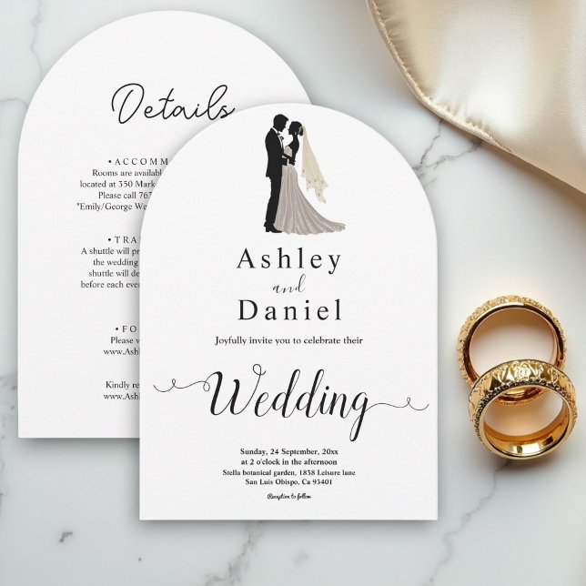 Invitation Moderne Simple Noir & Blanc Romantique Chic Mariag (Créateur téléchargé)