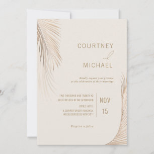 Invitation Moderne Simple Palm Feuille Mariage