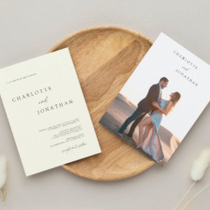 Invitation Moderne simple photo ivoire Mariage classique