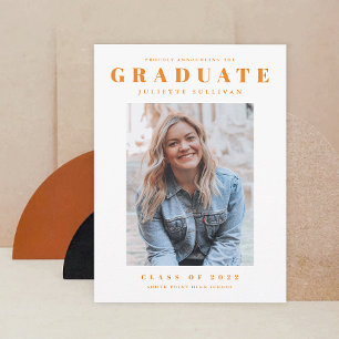 Invitation Moderne Simple Photo Propre Graduation