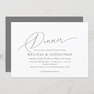 Invitation Moderne Simple Propre, répétition Mariage et dîner