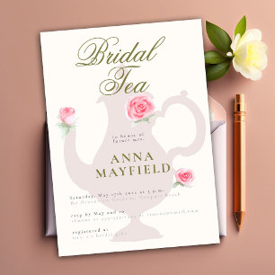 Invitation Moderne simple Rose Floral Boho Bridal Tea Party