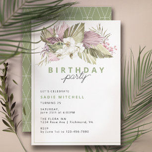 Invitation Moderne Simple Sage Vert Tropical Été Anniversaire