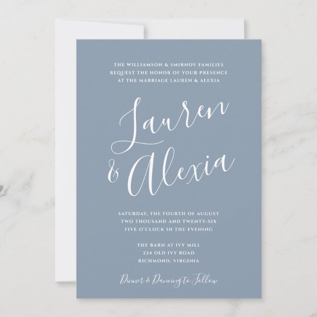 Invitation Moderne Simple Script Calligraphie Photo Mariage I (Devant)