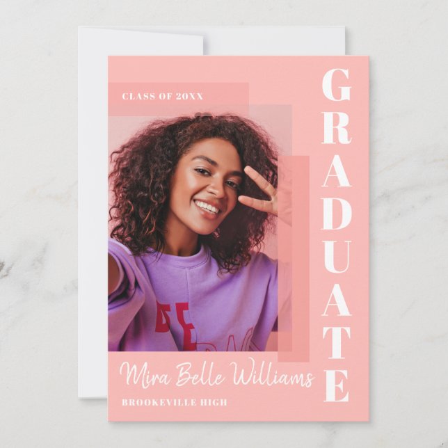 Invitation Moderne simple tendance Graduation rose photo (Devant)