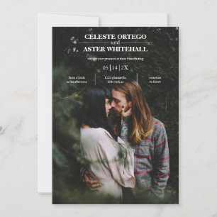 Invitation Moderne Simple Texte Blanc foncé Photo Handfasting