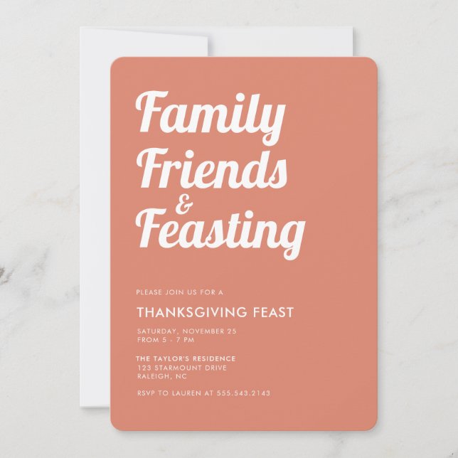 Invitation Moderne Simple Thanksgiving Feast Dinner Invitatio (Devant)