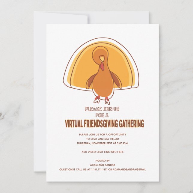 Invitation Moderne Simple Turquie Virtual Friendgiving (Devant)