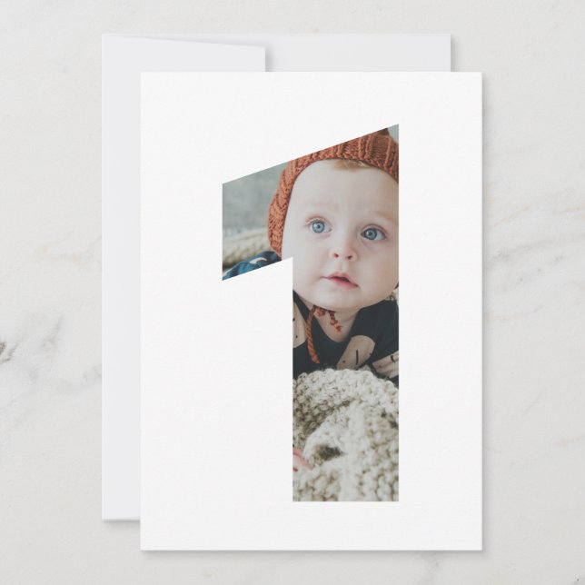 Invitation Moderne simple une photo 1ère couleur d'anniversai (Devant)