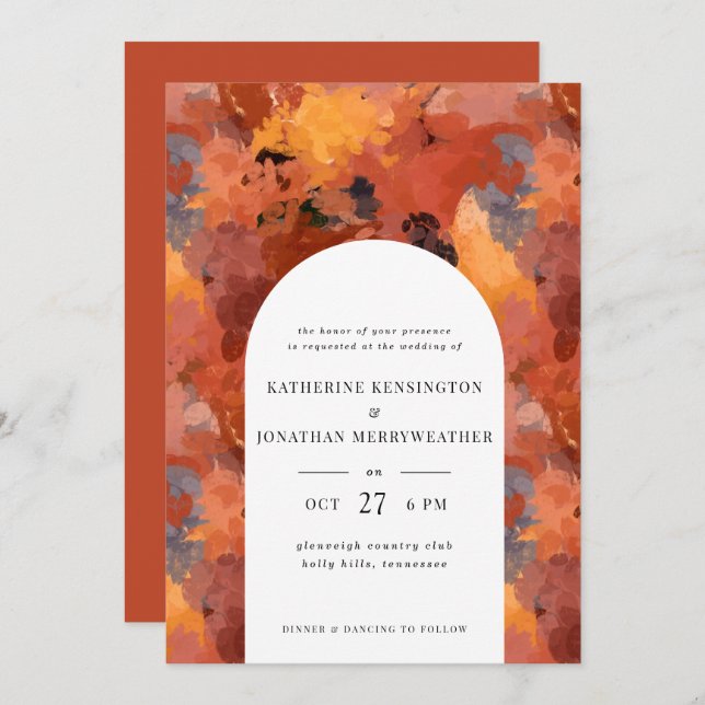 Invitation Moderne Sophistiqué Terracotta Boho Mariage Invit (Devant / Derrière)
