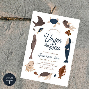 Invitation Moderne sous la mer 5e anniversaire