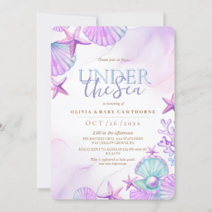 Invitation Moderne sous la mer Baby shower Océan Aquarelle