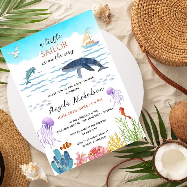 Invitation Moderne sous la mer Petit Baby shower marin (Créateur téléchargé)