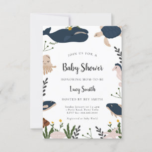 Invitation Moderne Sous L'Invitation Du Baby shower De Mer