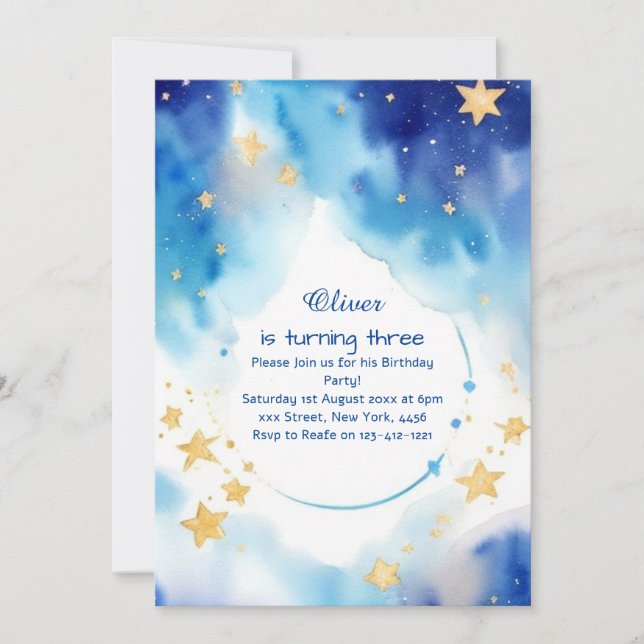 Invitation Moderne Stardust Personnalisé Anniversaire (Devant)