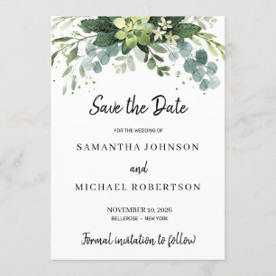 Invitation Moderne succulent feuille floral enregistrer la da