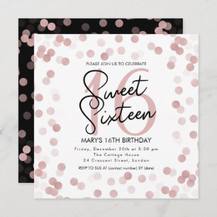 Invitation MODERNE Sweet 16 Anniversaire Rose Gold Chic Parti