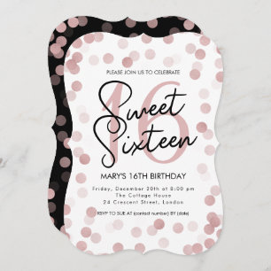 Invitation MODERNE Sweet 16 Anniversaire Rose Gold Chic Parti