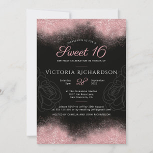 Invitation Moderne Sweet 16 Parties scintillant rose Étincell