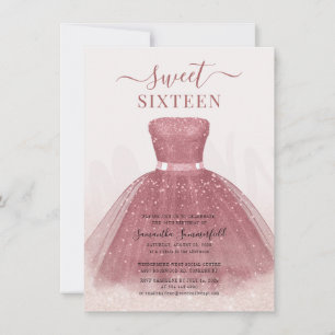 Invitation Moderne Sweet 16 Rose Gold fête d'anniversaire