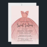 Invitation Moderne Sweet 16 Script robe Anniversaire<br><div class="desc">Doté d'une jolie robe rose vif et d'une parties scintillant d'or faux rose et d'un script moderne,  cette invitation à l'anniversaire est parfaite pour une princesse. Remplacez facilement les détails de la fête en cliquant sur le bouton "Personnaliser".</div>