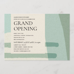 INVITATION MODERNE TENDANCE ART ABSTRAIT AQUA BLEU GRAND OUVE