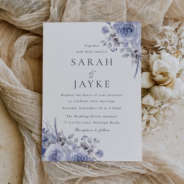Invitation Moderne tendance Mariage Floral Boho Bleu (Créateur téléchargé)