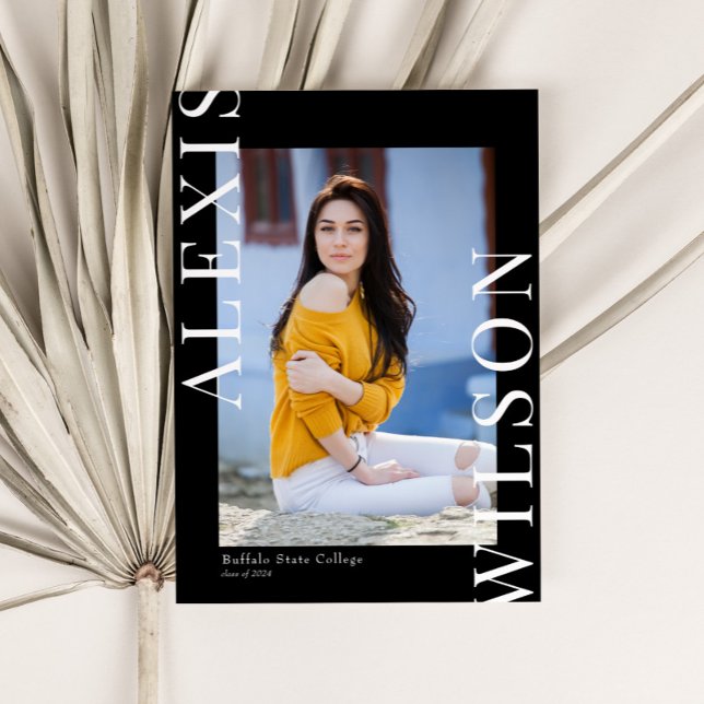 Invitation Moderne Tendance Minimaliste 3 Photo Graduation (Créateur téléchargé)