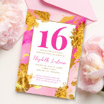 Invitation Moderne tendance rose or doux 16 Anniversaire<br><div class="desc">Célébrez et impressionnez vos invités avec ces invitations modernes et branchées d'or et de rose inspiré des 16e anniversaire! Customisez avec vos propres détails et créez une douce fête de 16 ans inoubliable!</div>