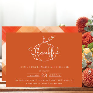 Invitation Moderne Thanksgiving Dîner Citrouille Thanksgiving