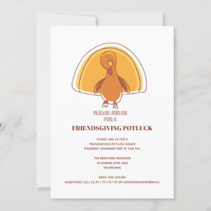 Invitation Moderne Thanksgiving Friendsgiving Turkey Potluck