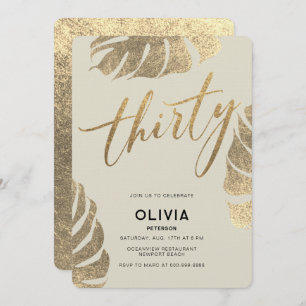 Invitation Moderne Tropical Gold Elegant Foliage 30e annivers