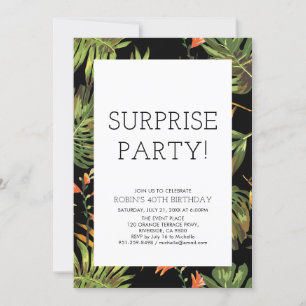 Invitation Moderne Tropical Surprise Adulte 40e Anniversaire