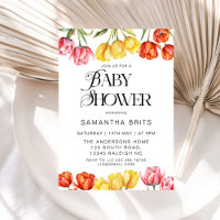 Moderne Tulipes Orange Baby shower Floral Invitati