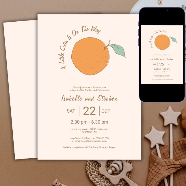 Invitation Moderne Un Baby shower Tangerine Un Peu Cutie (Créateur téléchargé)