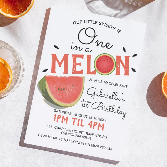 Invitation Moderne Un dans un Melon | Anniversaire des Enfant (Créateur téléchargé)
