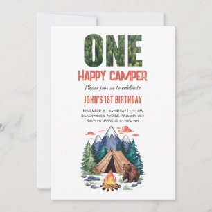 Invitation Moderne Un Happy Camper Woodland 1er