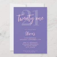 Moderne violet élégant 21e anniversaire
