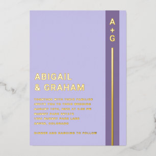 Invitation moderne violet Mariage Foil