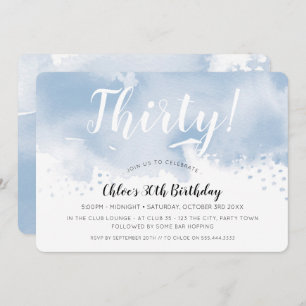 Invitation MODERNE WATERCOLOR 30e anniversaire de naissance e
