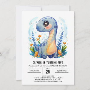 Invitation Moderne Whimsal Personnalisé Dinosaur Garçon Anniv