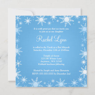 Invitation Moderne Winter Wonderland Snowflake Bat mitzvah