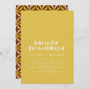 Invitation Moderne Yellow Retro esthétique Mariage chic