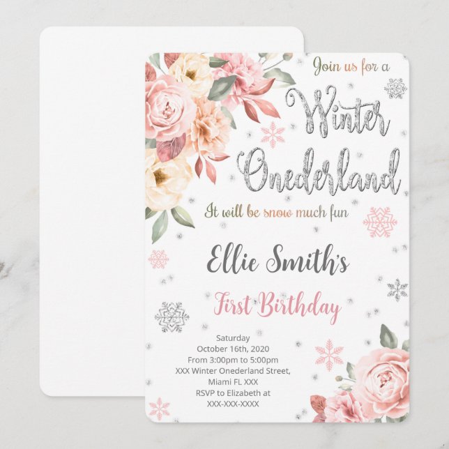 Invitation modifiable de merveilleux pays d'hiver (Devant / Derrière)