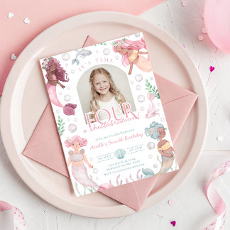 Invitation modifiable de quatre sirènes fille impr
