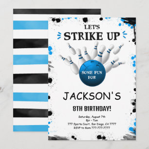 Invitation modifiable de quille bleue